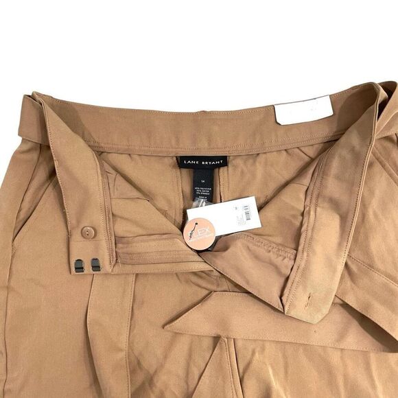 NEW Lane Bryant‎ Perfect Drape Shorts Size 14 Paperbag Tie Waist Khaki tan - Picture 4 of 9